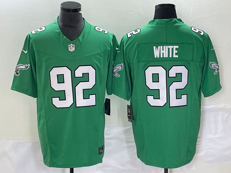 Men Philadelphia Eagles #92 White Green Nike Throwback Vapor Limited NFL Jersey